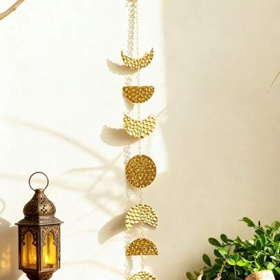 2pcs Moon Phase Wall Hanging Decor, Crescent Moon Ornament For Holiday, Festival, Home Decoration, Bedroom, Corridor, Party Background, Seasonal Atmosphere Enhancer