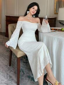 DAZY Sexy Off Shoulder Lace Dress For Women - White - View 5