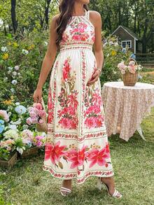 SHEIN 孕妇度假休闲碎花吊带连衣裙 - 彩色 - 查看 6