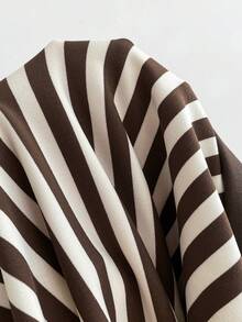 Elamini Y2K Shibuya Babe Slim Retro Colorblock Striped Brown Short Sleeve T-Shirt, Spring/Summer - Brown - View 6
