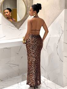 Slaydiva 夏季新品：生日派对、返校季、学院风、学生装、休闲外出、百搭基础款、休闲、度假、邮轮旅行、海滩、海边、日光浴、单品、街头风、性感优雅、豹纹网纱吊带长裙 - A - 彩色 - 查看 4