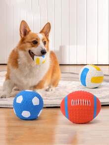 PETSIN 1PC Pet Interactive Training Ball Toy, Latex Rugby Football, Sound-Making Toy, Chewable And Bite-Resistant, Stress-Relieving Dog Toy. - Multicolor - View 12