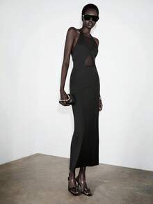 Lumivelle Women's Mesh Patchwork Sleeveless Dress, Casual Commuting Office Wear, Spring/Summer - Black - View 5