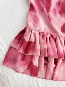 Roelina Vestido casual de mujer con estampado y cuello halter - Rosa - Ver 5