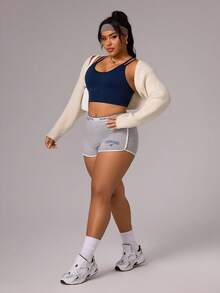 SHEIN Sports Plus Size Women Seamless Criss-Cross Back Sports Bra - Navy Blue - View 6