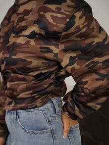 SAYEHFBABY 女士休闲简约迷彩印花长袖短款卫衣 - 彩色 - 查看 3