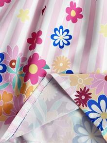 SHEIN 女婴夏季连衣裙，时尚甜美百搭吊带裙，适合外出、日常穿着和度假 - 粉色 - 查看 4