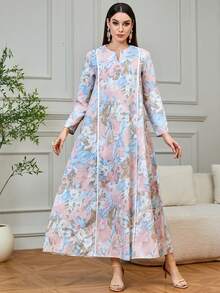 Yasmyna 女士碎花长袖连衣裙，简约百搭 - 粉色 - 查看 3