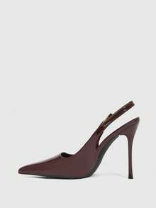 CUCCOO SZL Tacones de punta alta de color burdeos con decoración de hebilla de metal - Espejo burdeos oscuro - Ver 11