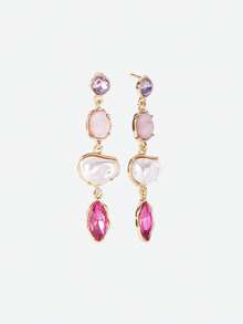 Opalesca 女士耳环，高级/优雅/经典/日常佩戴/简约，珍珠/水晶，适合妈妈/女士/女孩/母亲，夏季/海滩/舞会/派对/假日/度假/订婚/结婚/承诺/新娘，大地色系 - 彩色 - 查看 5