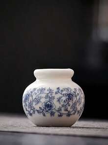 1 ultra-mini blau-weiße Porzellanvase (4,5 * 4 * 2,5 cm, etwa die Länge von zwei Zeigefingern erwachsener Personen; bitte nicht kaufen, wenn dies ein Problem darstellt) - glasierte Keramikvase, Heimdekoration, chinesischer Stil dunkelblau Vase, geeignet als Tischdekoration. - Verschiedenfarbig - Übersicht 21