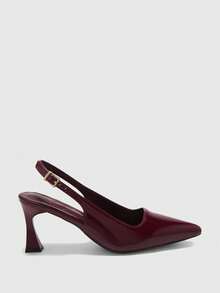 CUCCOO BIZCHIC Women Shoes Pointed Stiletto Burgundy Fashion Simple Basic Daily Versatile Commute To Work Shopping Women's High Heels Shoes Rear Strap Slingback Shoes Women's Shoes - Burgundy - View 2