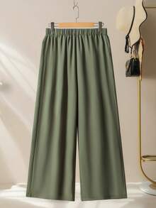 Lacomfia Women's Linen-Like Striped Loose Long Shirt And Wide Leg Pants Set, Casual Comfortable Versatile Plus Size - Multicolor - View 6