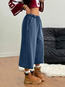 Coolane Quần short nữ mùa hè xuân phong cách đường phố cổ điển, bạc màu, rách rưới, chất liệu denim giả. - Màu xanh lam - Xem 5