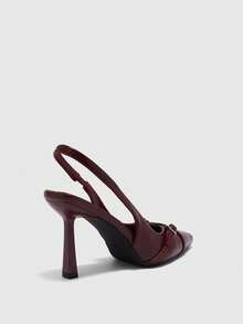 CUCCOO BIZCHIC Women's Wine Red Butterfly Decor High Heel Shoes With Ankle Strap, Suitable For Work Spring Shoes Spring Break Easter For Christmas - Burgundy PU material - View 9