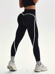 Dewbera Women's Seamless High Waist Slimming Yoga Leggings - Black - View 7