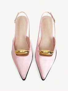 CUCCOO CHICEST 女士简约尖头平底鞋，纯色通勤套脚芭蕾平底鞋，米色，圣诞节优雅鞋款 - 淺粉色 - 查看 1