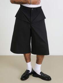 TOKVUE Men's Loose Fit Casual Wide Leg Bermuda Shorts - Black - View 3