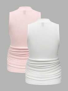 Modmama Maternity Solid Color Pleated Collar Fitted Casual Everyday Top - Multicolor - View 2