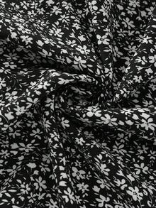 GlowEve CURVE Plus Size Women's Fashion Ditsy Floral Print Slit Hem Ruffle Hem Skirt, Spring/Summer - Black and White - View 3