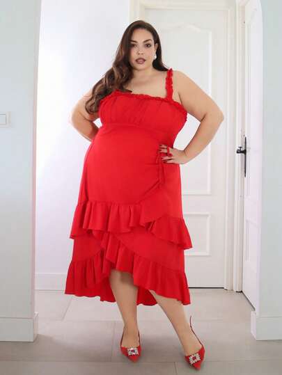 Pretty and Ole Plus Size Apricot Romantic Multilayer Vintage Palace Style Ruffle Hem Dress For Women,Birthday Dresses For Women