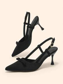 CUCCOO BASICS Women's Fashionable & Elegant Commuter Pumps With Bow Decor Spring Shoes - Black - View 2