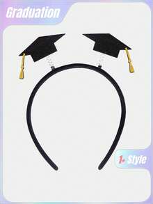 SHEIN 1 件毕业季摄影道具头带 - 黑色 - 查看 3