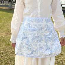 High-End Delicate Apron, Premium Feel, Youthful Style, Ink Painting Design, Vintage Korean Style, Waterproof And Oil-Resistant, Blue Trimmed, Korean Export Apron - Multicolor - View 15