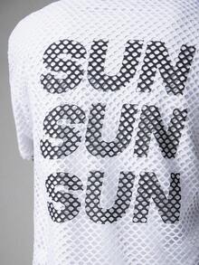 STYNVO 男士字母图案圆领休闲宽松T恤 - 白色 - 查看 3