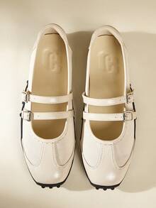 CUCCOO EASI 女士百搭简约搭扣休闲平底鞋 - 杏色 - 查看 3