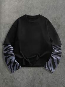 Manfinity VCAY Camiseta de manga corta con estampado gráfico, sudadera negra, camisa de diseño negro, suéter con estampado gráfico negro, suéter negro, sudadera para hombre - Multicolor - Ver 7