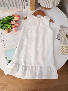 SHEIN Young Girl Ditsy Floral Sleeveless Casual Dress,Kids - Multicolor - View 8