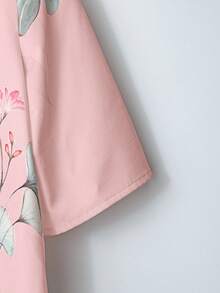 Lacomfia 2pcs Women Casual Button Collar Printed Set - Baby Pink - View 5