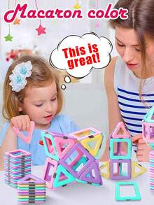 MINKOJA 儿童磁力片，升级版马卡龙积木，儿童礼物，复活节，复活节礼物，儿童节，旅行玩具，磁力积木，积木，儿童磁力积木玩具 - 彩色 - 查看 3