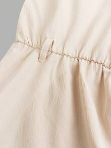 Firerie Kids Đầm chữ A màu kaki thanh lịch dành cho bé gái tuổi teen, thích hợp mặc đi làm hàng ngày, kiểu dáng bất đối xứng vai, có thắt lưng. - Màu Khaki - Xem 3