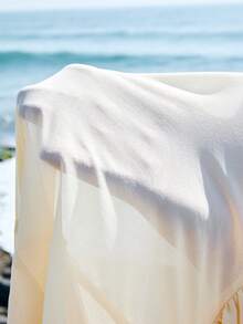 LYSMO 2026 New Arrive Minimalism Spring/Summer Women's Fashion Casual Vacation Deep V-Neck Ruffle Sleeve Semi-Sheer Blouse, Spring/Summer/Autumn - Olive Green - View 10