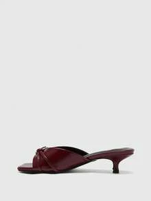 CUCCOO BIZCHIC Sandalias de mujer de tacón alto con corte en V y atmósfera simple, zapatos de verano - Burdeos - Ver 10