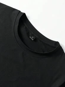 PAVTROS T-shirt Décontracté À Col Rond Pour Homme, Couleur Unie - Noir - Voir 4