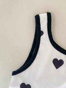 Áo tank top dệt kim họa tiết trái tim dành cho bé gái - Đen và trắng - Xem 5
