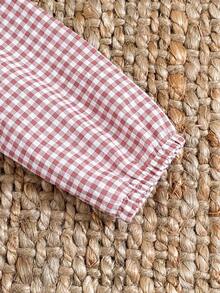 SHEIN 2pcs Baby Girls' Pink Plaid Cardigan Set, Comfortable Loose Fit With Ruffle Hem Design, Cute & Casual Outfit - Hot Pink - View 9