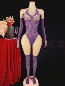 5pcs Women's Lace Sheer Sexy Lingerie Set - Violet Purple - View 3