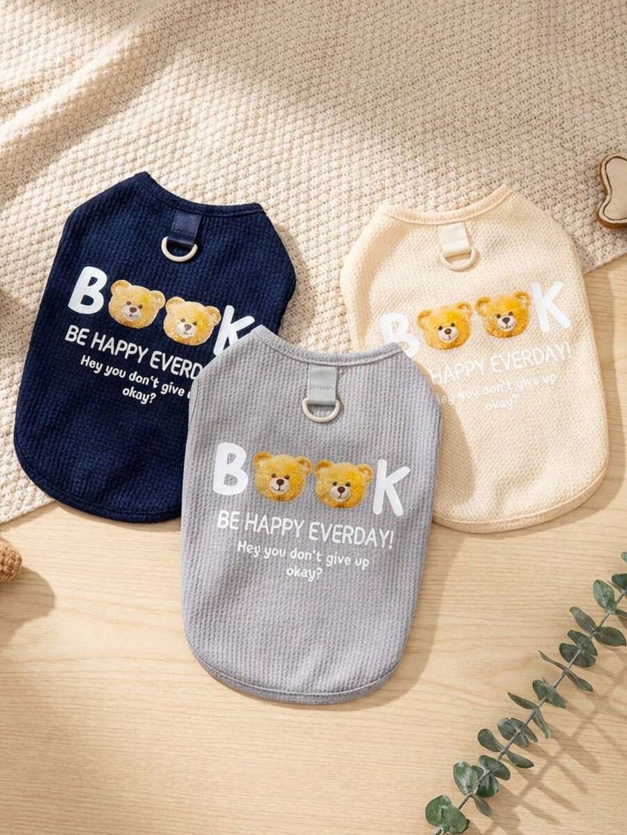 PETSIN 宠物春季新款狗狗服装 动物用品 宠物服装 狗狗背心 猫咪T恤 泰迪熊套装 小型动物服装 休闲酷炫背心 狗狗服装 猫咪服装 春夏两季新款背心 - 彩色 - 查看 1