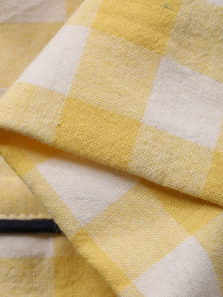 Spring Yellow Letter Print Long Sleeve Pajama Set With Pants For Men