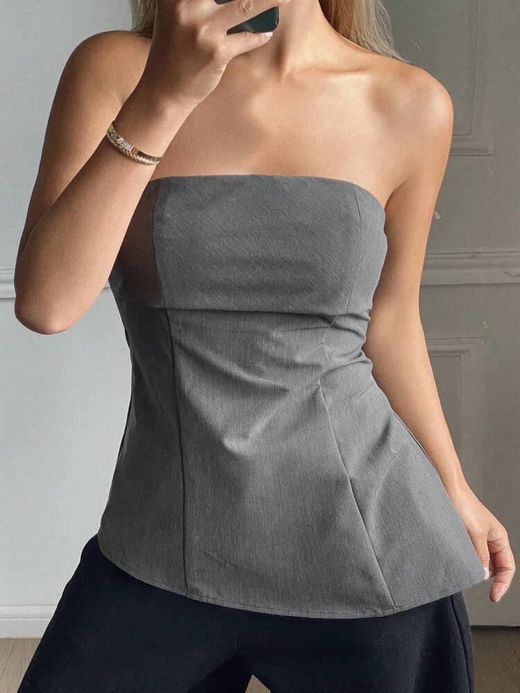 Women's Solid Color Minimalist Everyday Tube Top Summer Off The Shoulder