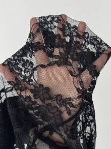 Elenzga Women's Elegant Sexy Sheer Lace Flare Sleeve Blouse - Black - View 6