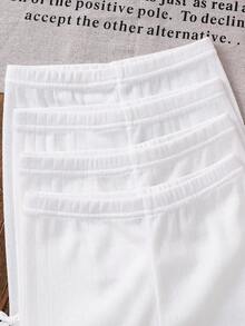 SHEIN 4pcs/Set Young Girl Solid Color Knit Casual Leggings Shorts,Summer Soft Comfy Elastic Waist Biker Shorts For Girls,Kids Toddler School Bike Shorts - Multicolor - View 4