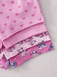 SHEIN GraphicGems 8pcs/Set Girls Minimalist Fashion Pink & White Sweet Heart Lash Polka Dot Print Camisole & Shorts Underwear Set - Multicolor - View 8