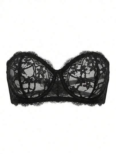 DesireSculpt 1pc Women's Sexy Black Lace Thin Strap Backless Bra
