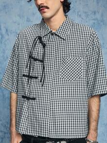 ROMWE MEN Street Life 男士中式翻领Polo衫 - 黑色 - 查看 6