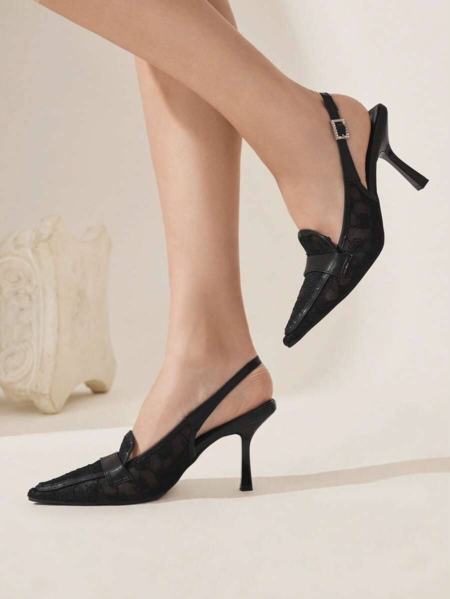 CUCCOO CHICEST Giày cao gót mũi nhọn thiết kế khóa cài thời trang thanh lịch dành cho nữ - màu đen - Xem 1